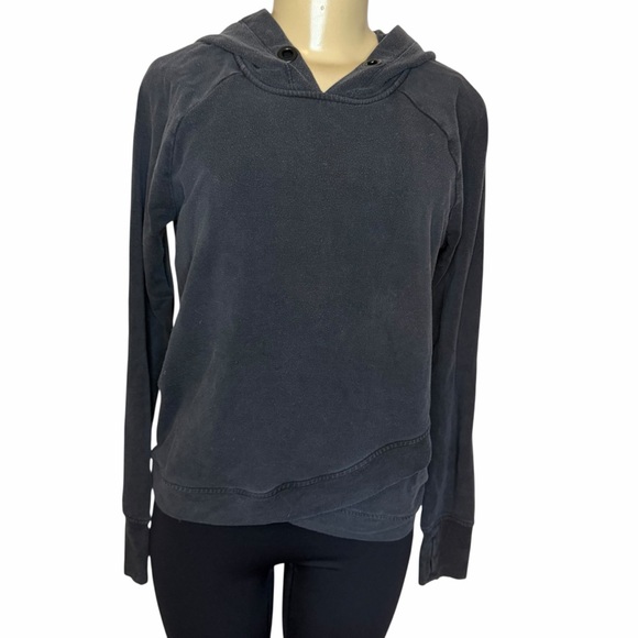 Athleta Tops - Athleta Pullover tencel modal washed Black Hoodie tulip crossover sweatshirt S